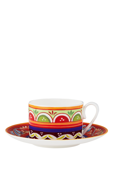 Carretto Isola Fine Porcelain Tea Cup & Saucer